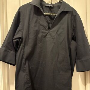 Lafayette 148 New York Black Casual Button Down Shirt